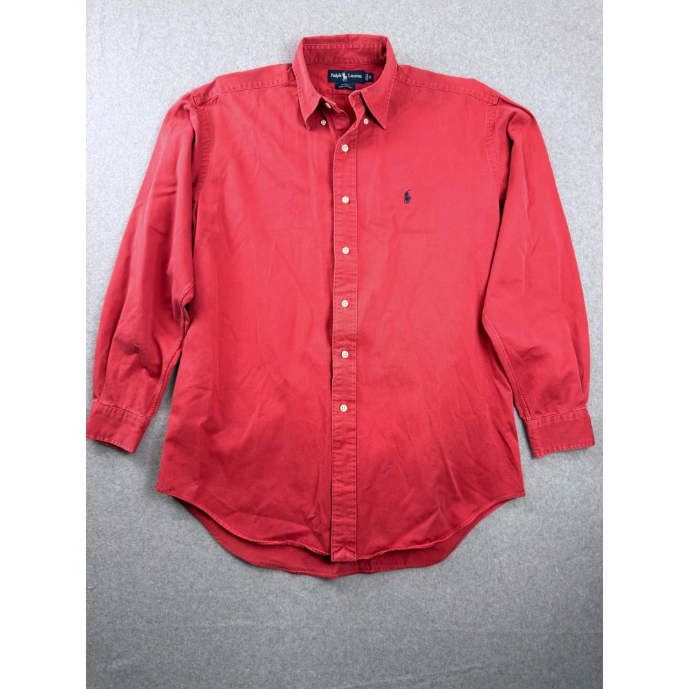 Polo Ralph Lauren Blake Shirt Mens Medium Red Cotton Long Sleeve Vtg 90s